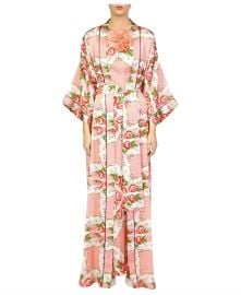 Rodarte Long Rose Printed Sink Satin Robe at Etc...